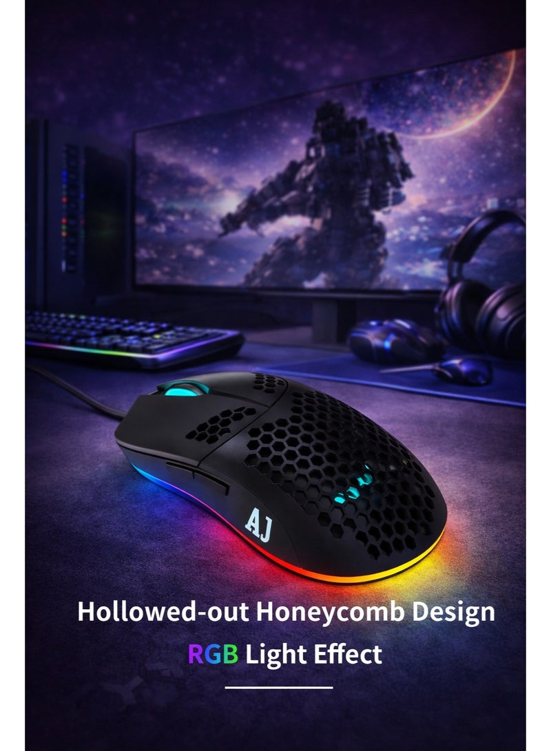 A-jazz ماوس الألعاب الفائق الخفة AJAZZ AJ390، 16000 DPI، ماوس سلكي بتصميم خلية النحل، 69 جرام، مستشعر PAW3338، 7 أزرار قابلة للبرمجة - Image 4